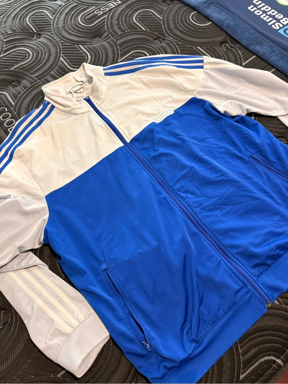 adidas White and Blue Lightweight Track Jacket